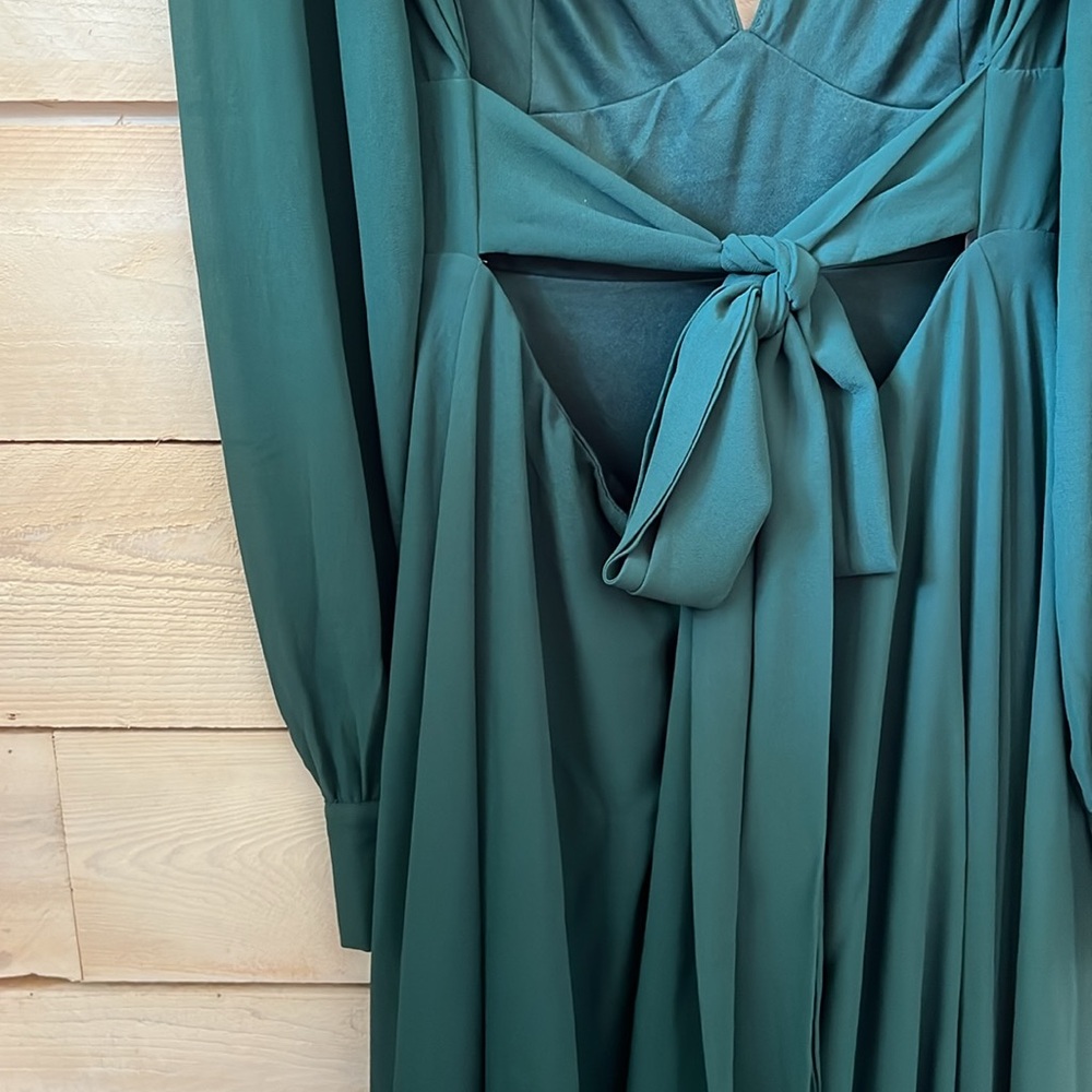 Lulu’s Talk About Divine Hunter Green Long Sleeve Backless Maxi Dress sz M EUC - Picture 5 of 6